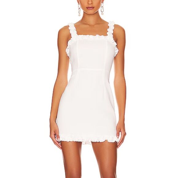 Superdown Arabella Ruffle Mini Dress White Revolve NWT S - Picture 1 of 9